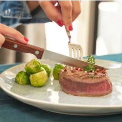 6 Couteaux Steak Inox 3cr14 22cm Lame Dentelée Effet Bois*Pradel France Clearance