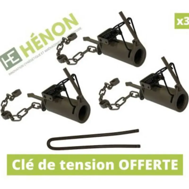 3 Pièges raton laveur couvre-main tube 9cm métal chaîne 30cm* New