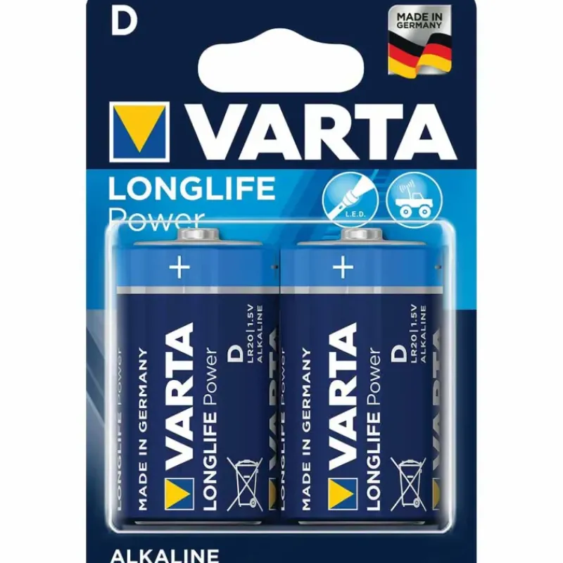 2 piles alcalines Varta Longlife Power LR20 - D 1.5v* Best