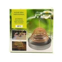 3 Spirales d'encens anti-moustique 8h citronnelle métal argenté* Clearance