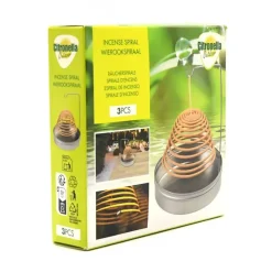 3 Spirales d'encens anti-moustique 8h citronnelle métal argenté* Clearance