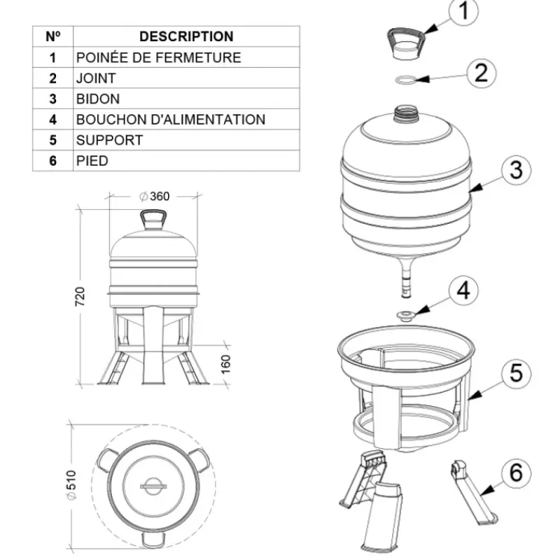 Abreuvoir à siphon sur pieds 30 Litres*GAUN Best
