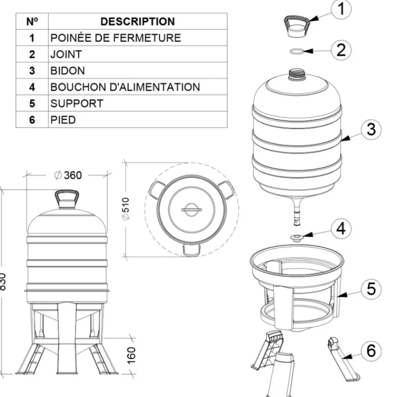 Abreuvoir à siphon sur pieds 40 Litres*GAUN Discount