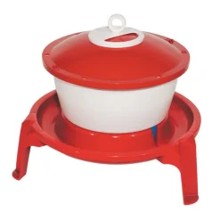 Abreuvoir seau sur pieds avec poignée 6L pour volailles - Rouge et blanc*Novital New