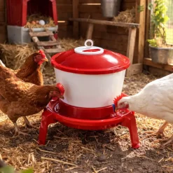 Abreuvoir seau sur pieds avec poignée 6L pour volailles - Rouge et blanc*Novital New