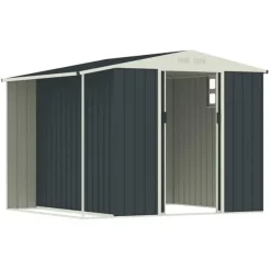 Abri de jardin Argence en acier avec carport - 2 Portes coulissantes 1,28m²*