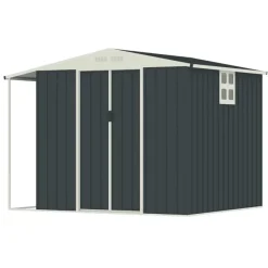 Abri de jardin Argence en acier avec carport - 2 Portes coulissantes 1,28m²*