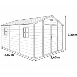 Abri de jardin Lys en plastique hauteur 230 cm - 2 portes 6,88m²* Hot