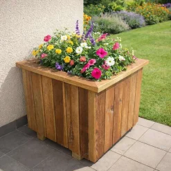 Bac à fleurs carré en bois géotextile 40 X 40 X 40 cm Bois autoclave*