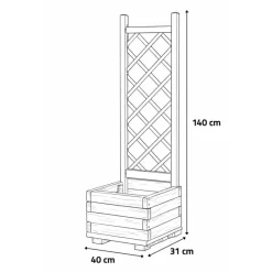Bac à fleurs en bois avec treillis 40x31x140cm* Online