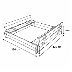Bac à sable bois autoclave avec couvercle 120 x 120 cm* New