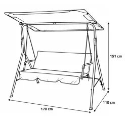Balancelle d'extérieur 3 places noire et blanche avec toit ajustable* Online