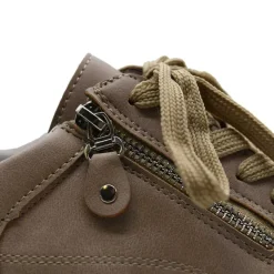 Baskets femme lacet fermeture éclair PU aspect cuir taupe 36 à 41* Sale