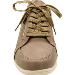 Baskets femme lacet fermeture éclair PU aspect cuir taupe 36 à 41* Sale