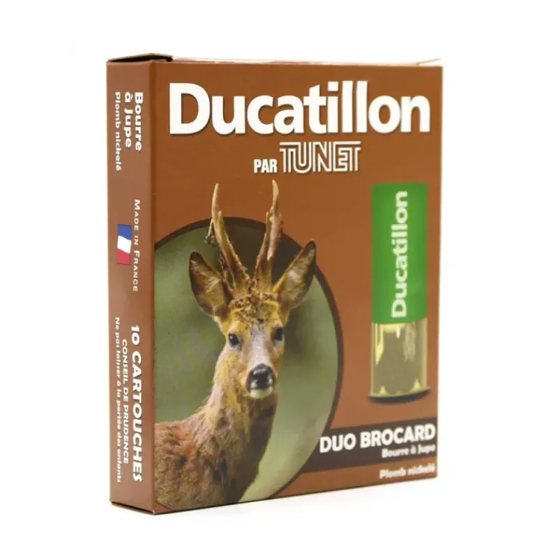 Boite de 10 cartouches cal.12/70 bourre jupe "Duo Brocard" 390m/s*TUNET Outlet