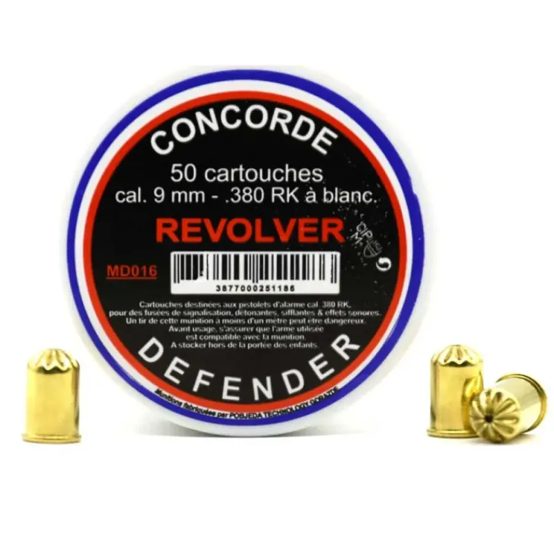 Boîte 50 cartouches à blanc haute qualité 9mm RK pour revolver*Concorde Outlet
