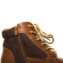 Bottines à lacets marron PU microfibre doublure polaire* Discount