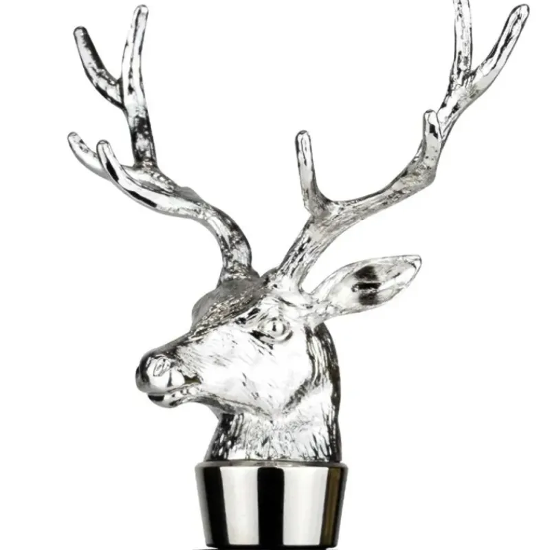 Bouchon de bouteille de vin cerf en métal zinc argenté noir 13cm*Jack Pyke Hot