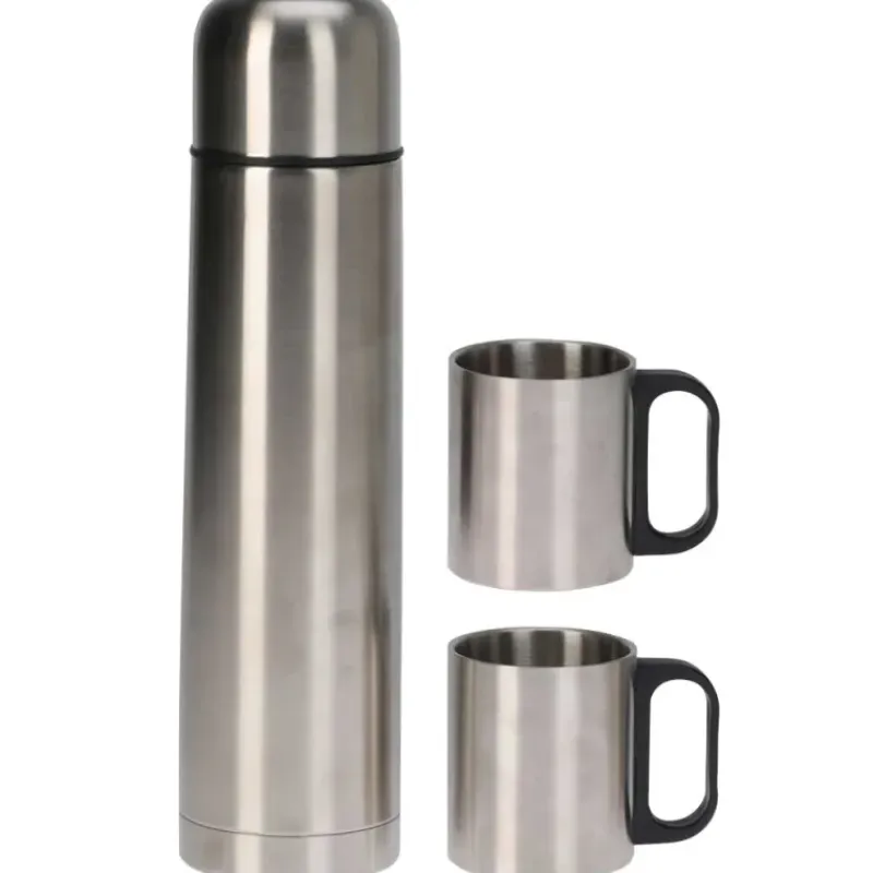 Bouteille isolante acier inox 1L 8x31,7cm + 2 tasses 180ml*
