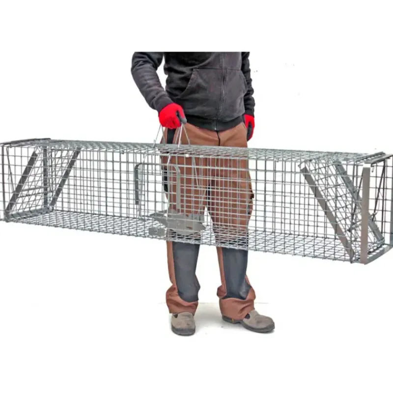Cage-piège Hardy 3 ressorts trappe 60° 2 entrées 150x34x34cm* Sale
