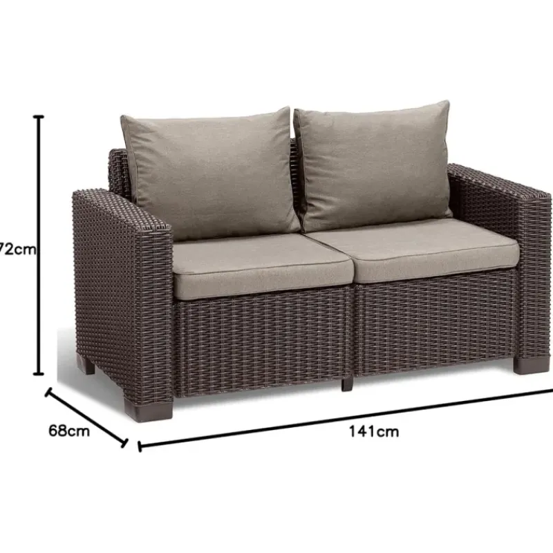 Canapé extérieur California 2 places marron*Keter Outlet