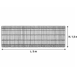 Canisse PVC occultant simple face 1,5x5m gris - Kit de fixation inclus* Outlet