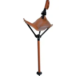 Canne Siège Ajustable en Cuir et Mûrier - Réglable 87 à 104 cm - Charge Max 120 kg* Discount