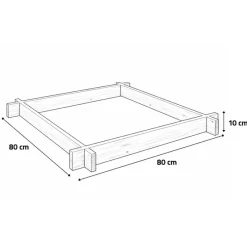 Carré potager en bois de sapin 80x80x10 cm avec géotextile - Montage facile* Online