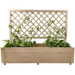 Carré potager rectangulaire en bois de sapin avec treillis 104 cm - 98x34x104 cm* Outlet