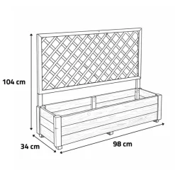 Carré potager rectangulaire en bois de sapin avec treillis 104 cm - 98x34x104 cm* Outlet