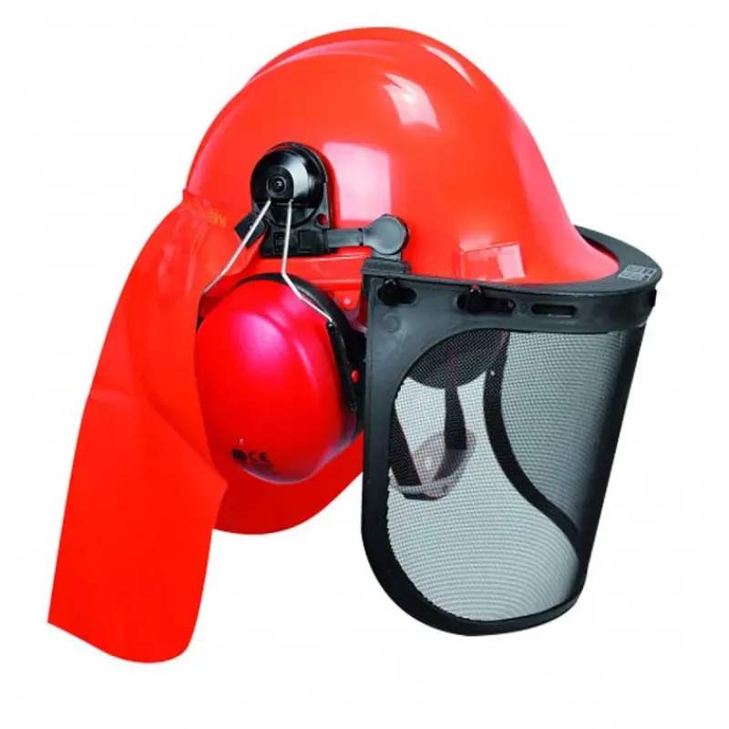 Casque forestier complet homme orange - Protection intégrale avec visière et anti-bruit* New