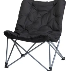 Chaise de camping pliable gris foncé avec coussin Oxford 600D* Best