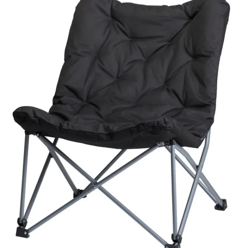Chaise de camping pliable gris foncé avec coussin Oxford 600D* Best