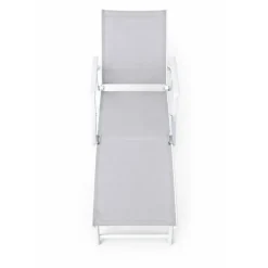 Chaise longue aluminium blanche 175x66cm en toile textilène* Clearance