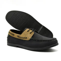 Chaussures bateau confort synthétique noir et beige 40 à 46* Discount