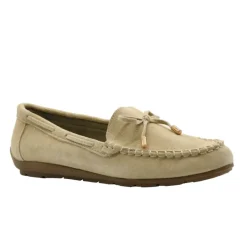 Chaussures bateau facile à enfiler femme cuir beige de 36 à 41* Discount