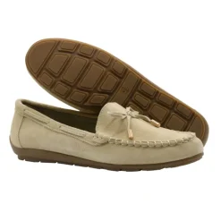 Chaussures bateau facile à enfiler femme cuir beige de 36 à 41* Discount