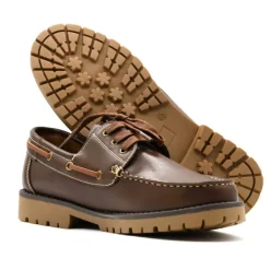 Chaussures bateau semelle crantée synthétique marron 40 à 46* Best
