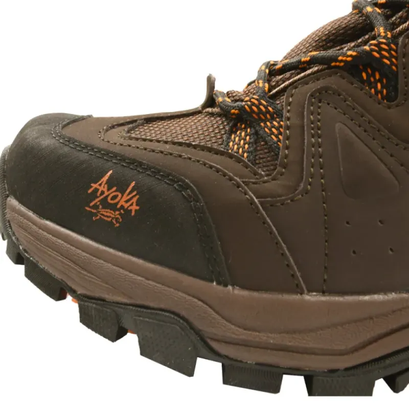 Chaussures de marche montantes Dolan cuir et toile marron 40 à 46*Ayoka New