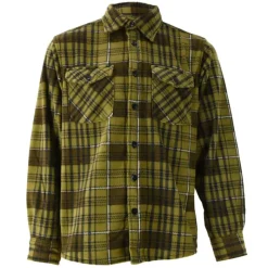 Chemise chaude à carreaux polyester peigné lourd verte*