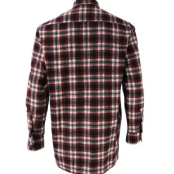 Chemise droite longue à carreaux bordeaux coton S à 4XL* Hot