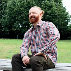 Chemise Gandja à carreaux vichy coton orange bleu M à 3XL* Outlet