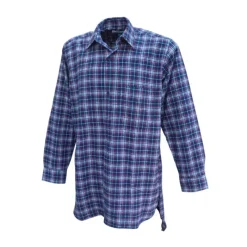 Chemise homme long pan Tierce en flanelle bleue - Manches longues* New