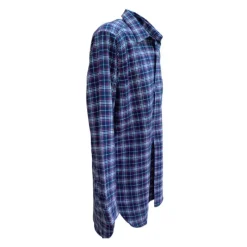 Chemise homme long pan Tierce en flanelle bleue - Manches longues* New