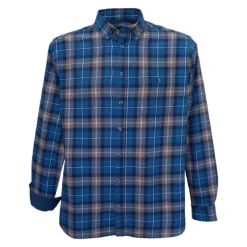 Chemise Homme Manches Longues en Flanelle à Carreaux Bleu et Marron - Coupe Droite* Sale
