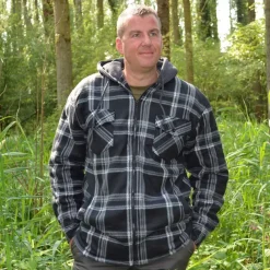 Chemise polaire à capuche 4 poches sherpa marron/rouge M à 3XL*Treeland Best