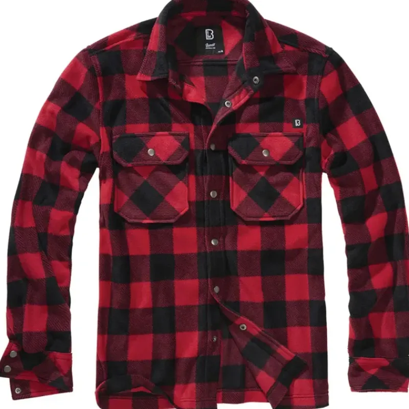 Chemise polaire homme Jeff ® - Rouge et noire - Manches longues*Brandit Online