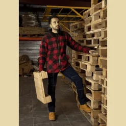 Chemise polaire matelassée homme rouge ® - Manches longues - 390 g/m²*LMA Discount