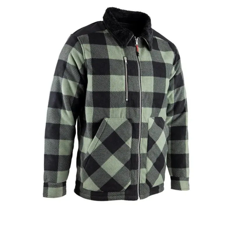 Chemise polaire matelassée homme verte ® - Manches longues - 390 g/m²*LMA Outlet