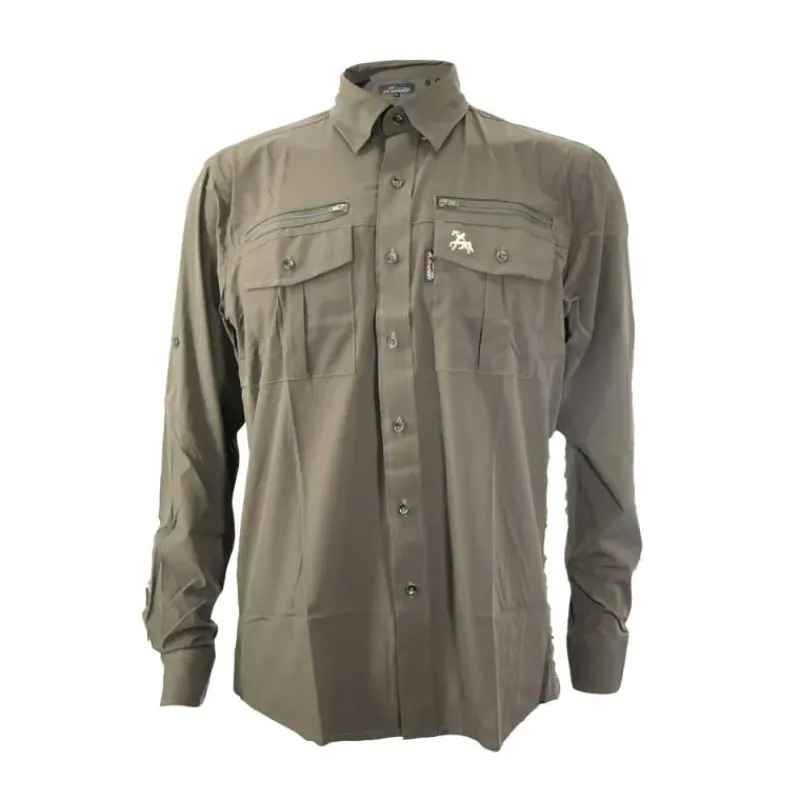 Chemise antitic kaki manches longues stretch 4 poches*PROHUNT Online